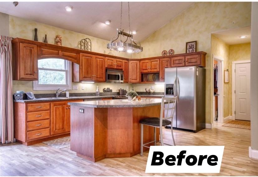 Kitchen cabinets before refinishing